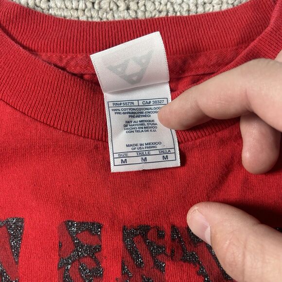 Vtg Chris Brown Live Concert Tour Graphic Shirt Mens Medium Pop Red Glitter Y2K - Picture 9 of 12